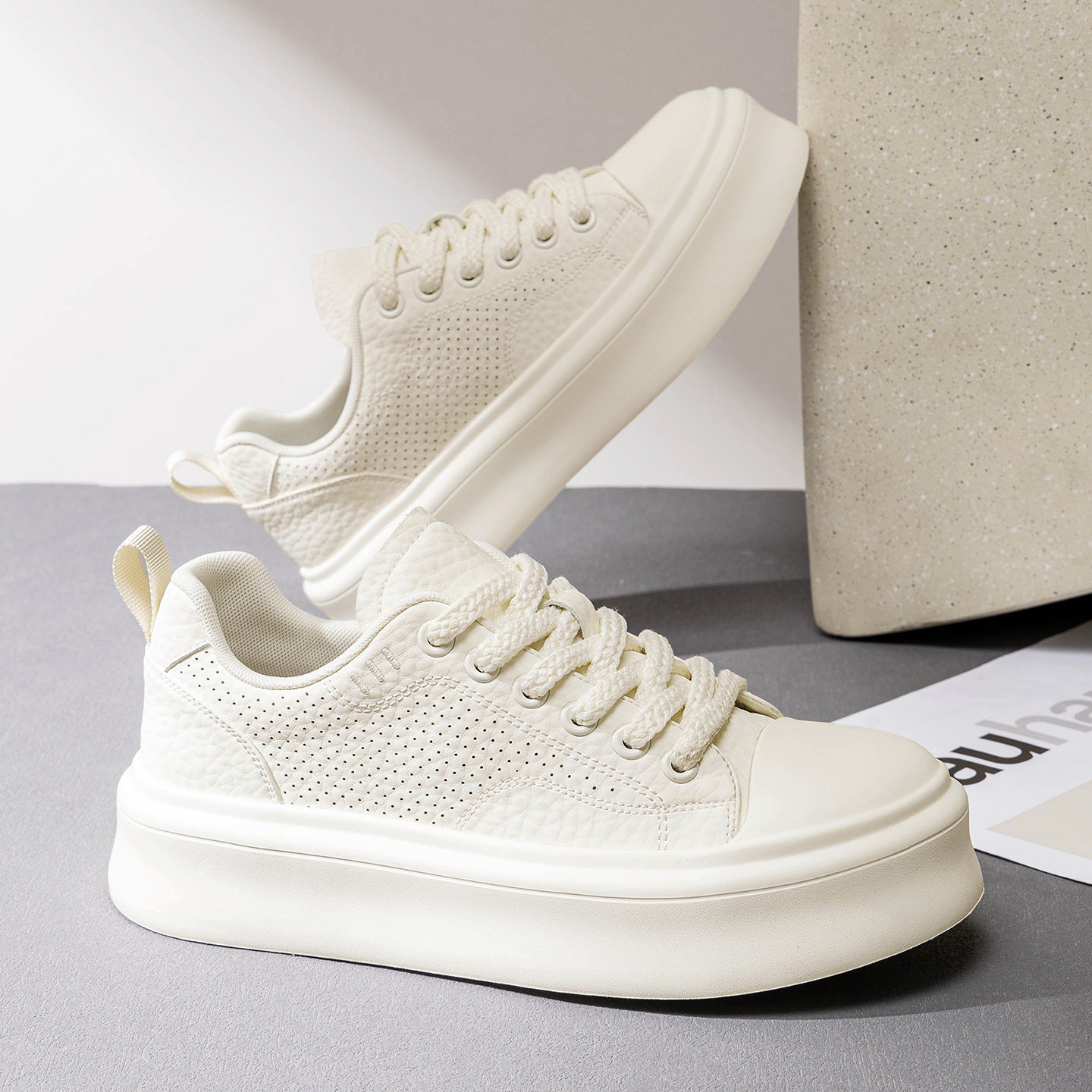 莆田男鞋2026新款春季透气小白鞋男款厚底增高中国风休闲板鞋夏款