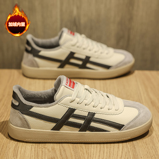 莆田男鞋2025秋冬新款加绒休闲板鞋男款百搭运动德训软底阿甘潮鞋