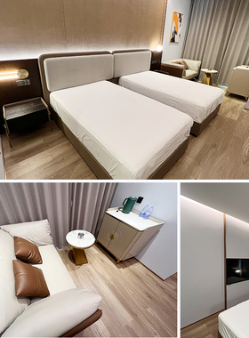 酒店家具标间全套电竞宾馆床双人公寓民宿专用床箱定制单间厂家床