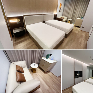 酒店家具标间全套电竞宾馆床双人公寓民宿专用床箱定制单间厂家床