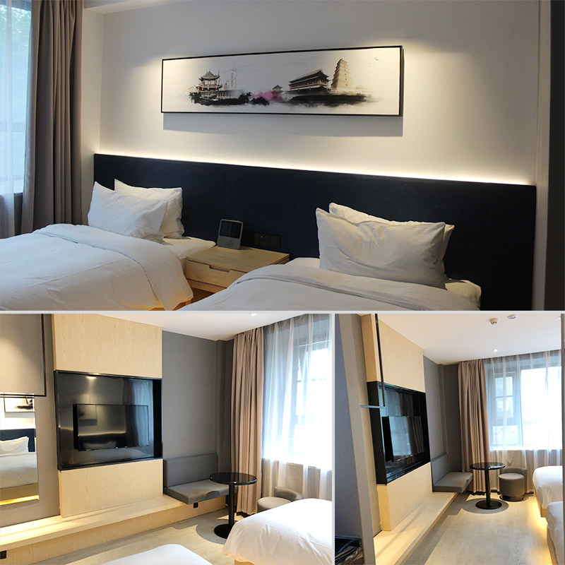 精品酒店宾馆标间成套家具床商务设计民宿公寓客套房床一体电视柜