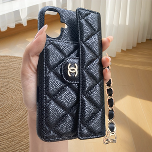 潮流13翻盖放卡12手链轻奢风保护套 14皮套名媛时尚 小香风斜挎链iphone16promax创意背包式 手机壳17pro苹果15