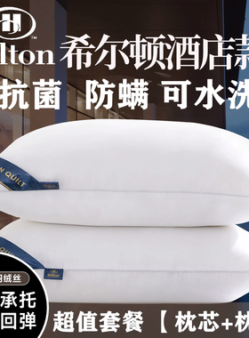 一对装五星级酒店羽绒枕头家用枕芯单人学生护颈椎超软羽丝绒枕头