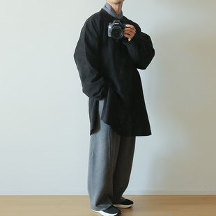 春下汉服秋冬明制圆领弓袋袖长袄棉麻双层居家保暖日常外套-墨香