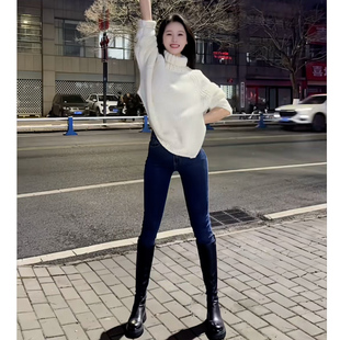 铅笔裤 修身 女 休闲显瘦提臀气质弹力九分裤 韩系高腰小脚牛仔裤