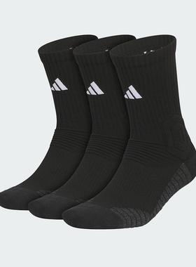 adidas阿迪达斯Select 3.0中筒袜2025秋男女黑色三双装袜子KE7806