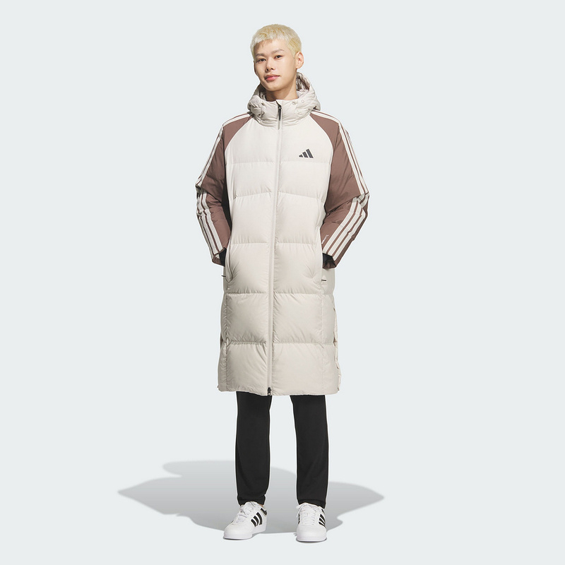 adidas阿迪达斯冬新款拒水防风保暖拼色连帽男长款羽绒服 KQ5495