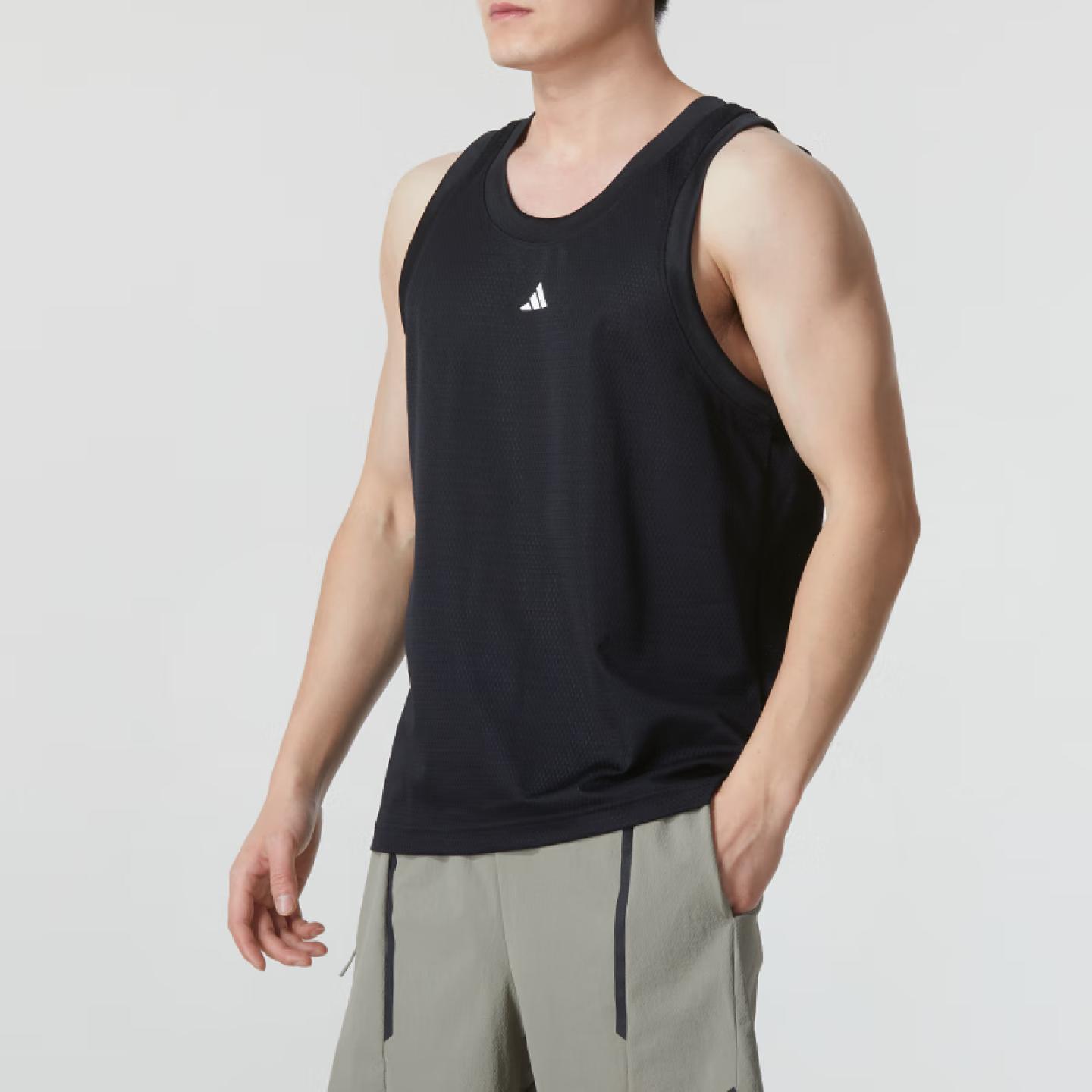 阿迪达斯黑色背心男篮球训练