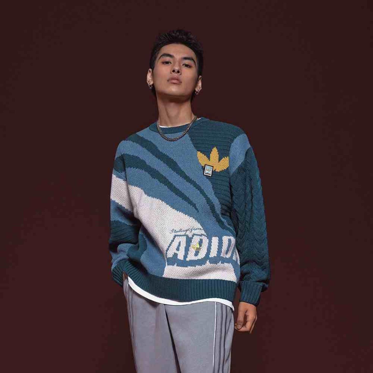 阿迪达斯卫衣男三叶草冬毛衣