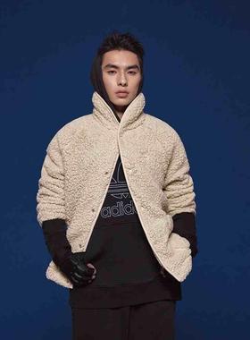 阿迪达斯三叶草男装冬季加绒仿羊羔绒防风休闲外套IL5169 IJ0716