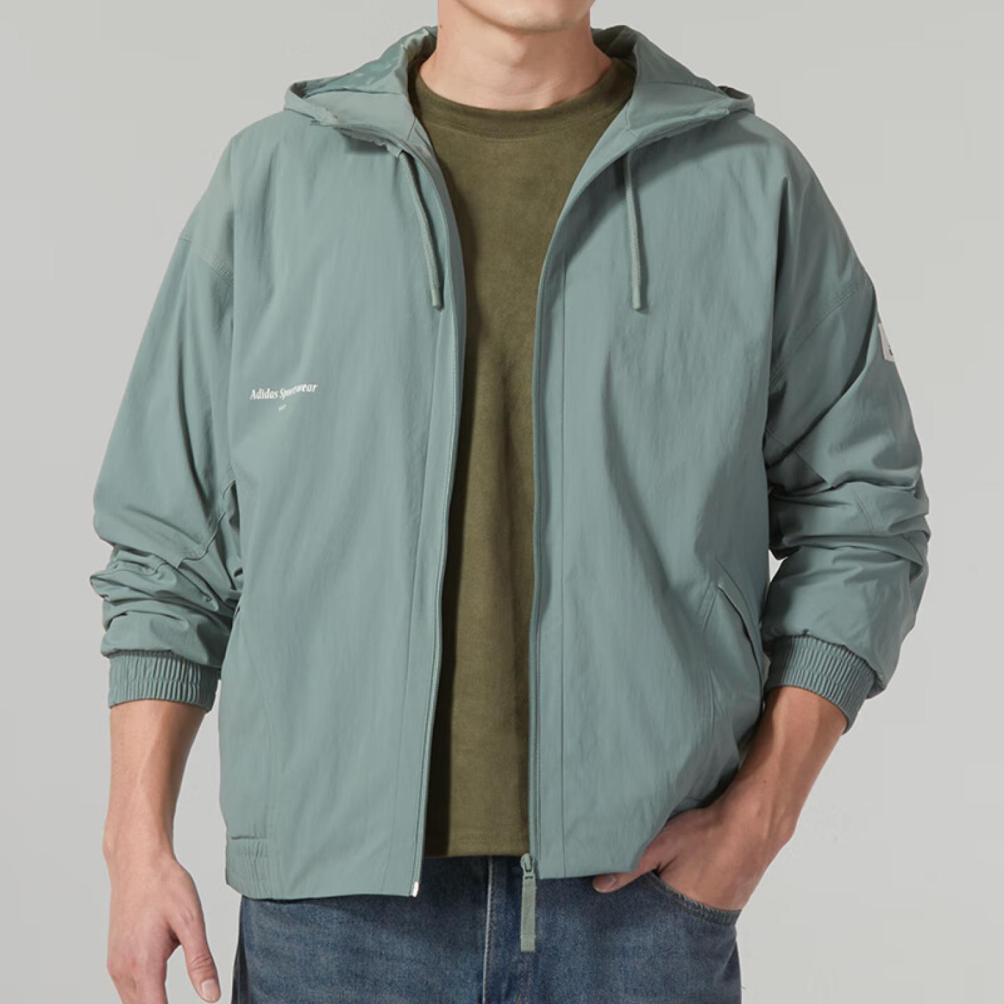 阿迪达斯梭织连帽夹克2023