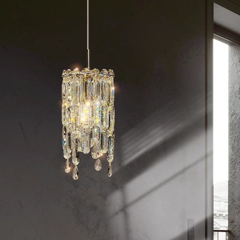 床头小吊灯轻奢现代简约主卧室书房入户玄关吊线灯高级感水晶吊灯