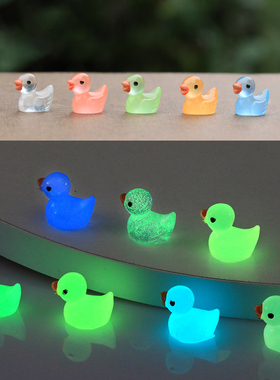 网红夜光迷你彩色水晶小鸭摆件