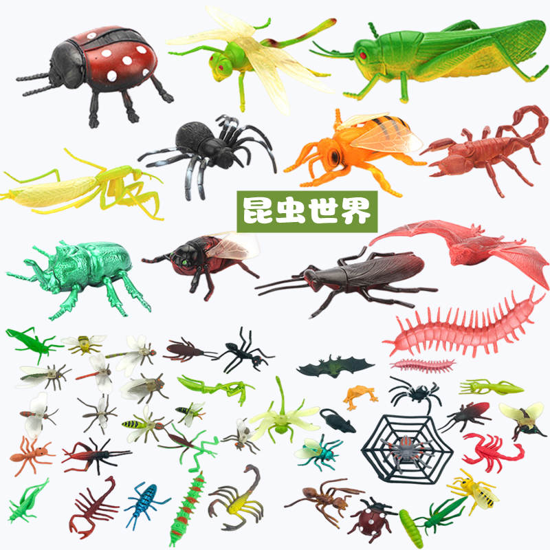 仿真昆虫模型海洋虫子蜘蛛蟋蟀动物蚂蚁蜜蜂摆件塑胶儿童玩具套装-封面