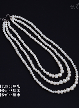 多层珠子项链大小珍珠三层套链