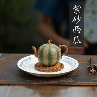 紫砂家用茶壶西瓜壶全手工薄胎原矿紫泥粉浆100cc