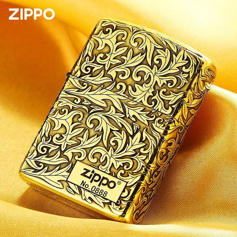 美国Zippo打火机之宝正品唐草繁花煤油国潮送男朋友礼物商务礼品