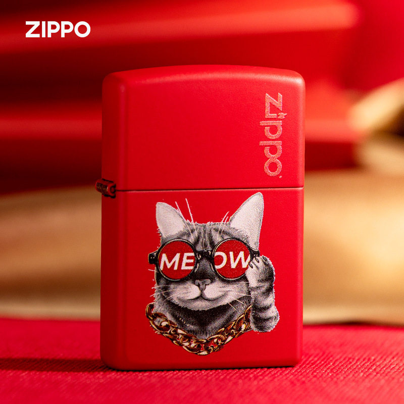 美国Zippo之宝防风煤油打火机美式创意猫咪装饰收藏商务礼品
