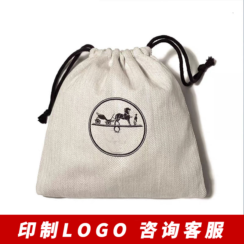 鱼骨纹棉布束口袋定制LOGO