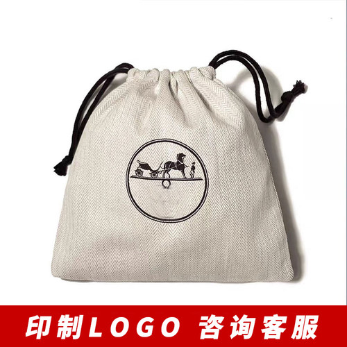 鱼骨纹棉布束口袋定制LOGO