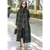 显瘦显个外套潮 韩版 复古格子风衣女2023早春新款 加厚宽松休闲大码