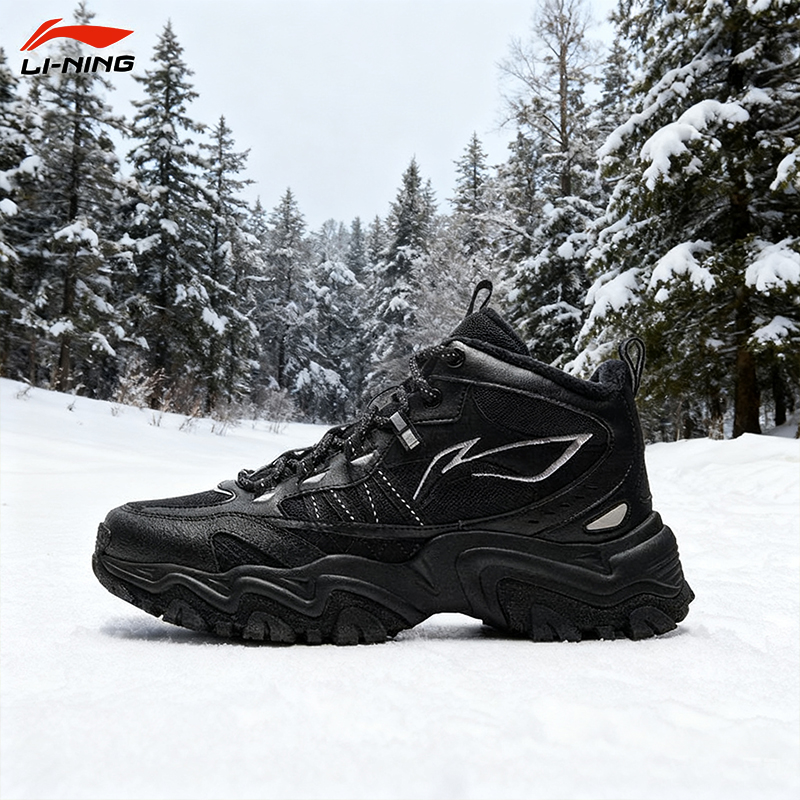 李宁冬季新款男鞋高帮保暖休闲鞋