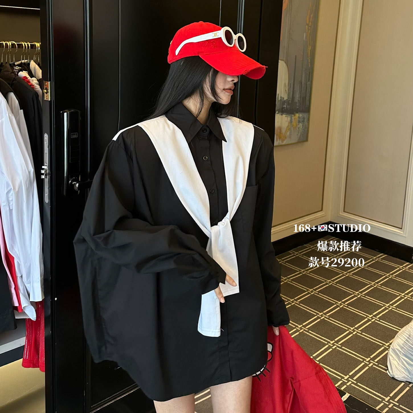 学院风垫肩披肩衬衫女2026新款爆款宽松中长款上衣潮洋气时尚外套