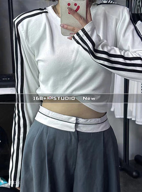 三条杠白色打底衫女秋冬内搭长袖