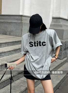 垫肩短袖t恤女2025新款宽松大码