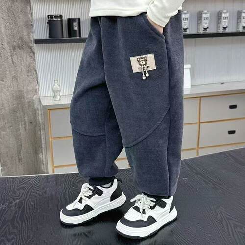男童裤子春秋款童装灯芯绒卫裤儿童新款条绒裤宽松休闲运动长裤