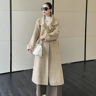 柔软舒适！立领腰带双面羊绒大衣