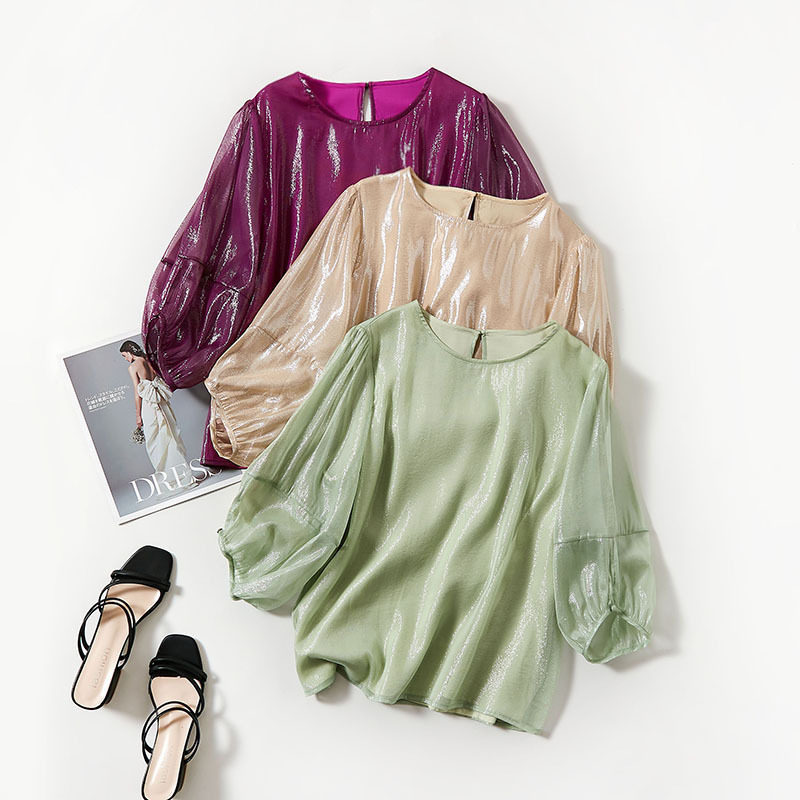 轻奢ju滑爽！OL气质糖果色真丝套头衫 春季新款简约桑蚕丝打底衣