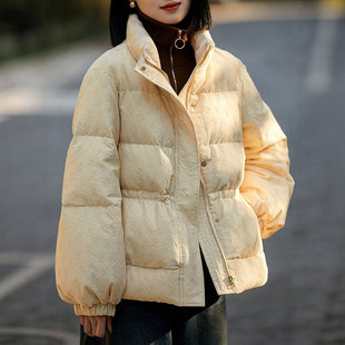 温暖时髦！桑蚕丝棉提花95白鹅绒羽绒服 冬季小众女款高端鹅绒服