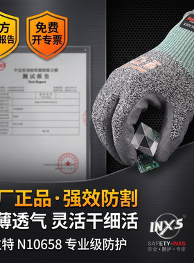 赛立特N10658三级防割PU树脂涂层防刃厨房防刺战术全指劳保手套