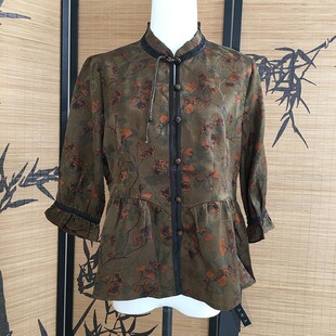 衣长56 25058 香云纱花色中式 上衣 香云纱 开衫 真丝孤品