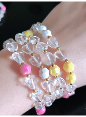 可爱甜美女孩亚克力爱心手链