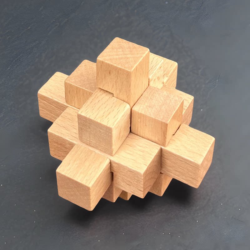 小九通 木制孔明锁鲁班锁 学校科技馆学生活动创意科学礼物 摆件