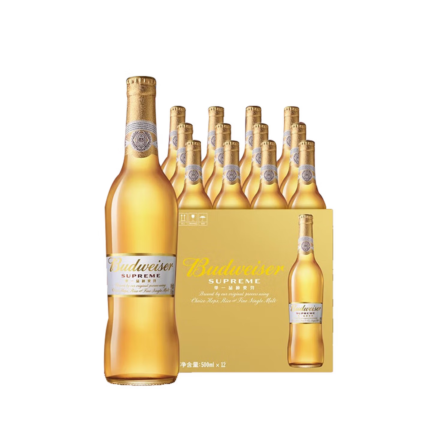 百威金尊啤酒500ml*12瓶整箱装Supreme过节看球踏春送礼图片