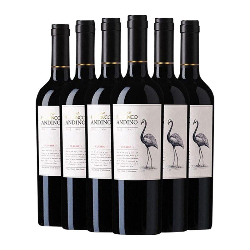 如饴火烈鸟白鸟梅洛葡萄酒餐酒晚安酒智利红酒750ml*6支
