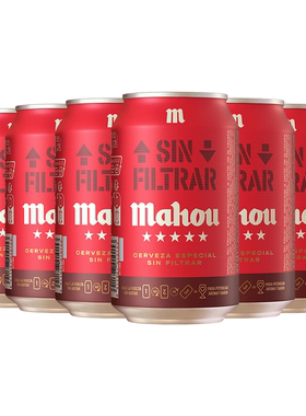 马傲mahou五星浑浊拉格听装啤酒330ml*6听 未过滤拉格 西班牙进口