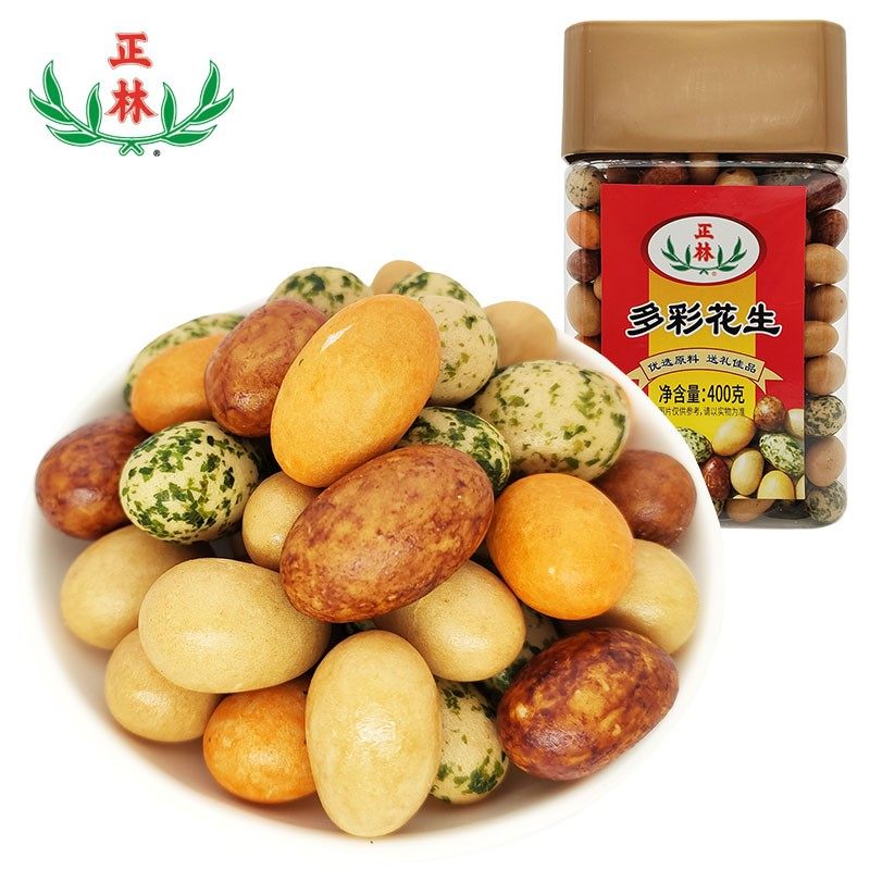 正林 休闲零食 坚果炒货 多彩花生400g/罐