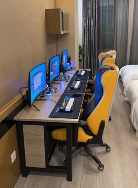 网咖桌椅电竞酒店电竞桌防盗机箱后置机箱网吧桌电竞酒店专用