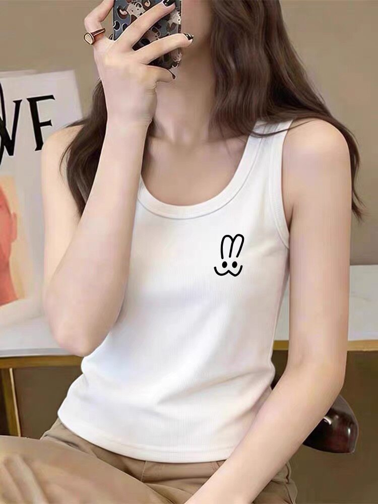 纯棉白色背心吊带女显瘦夏季2026新款无袖防走光螺纹短款上衣打底