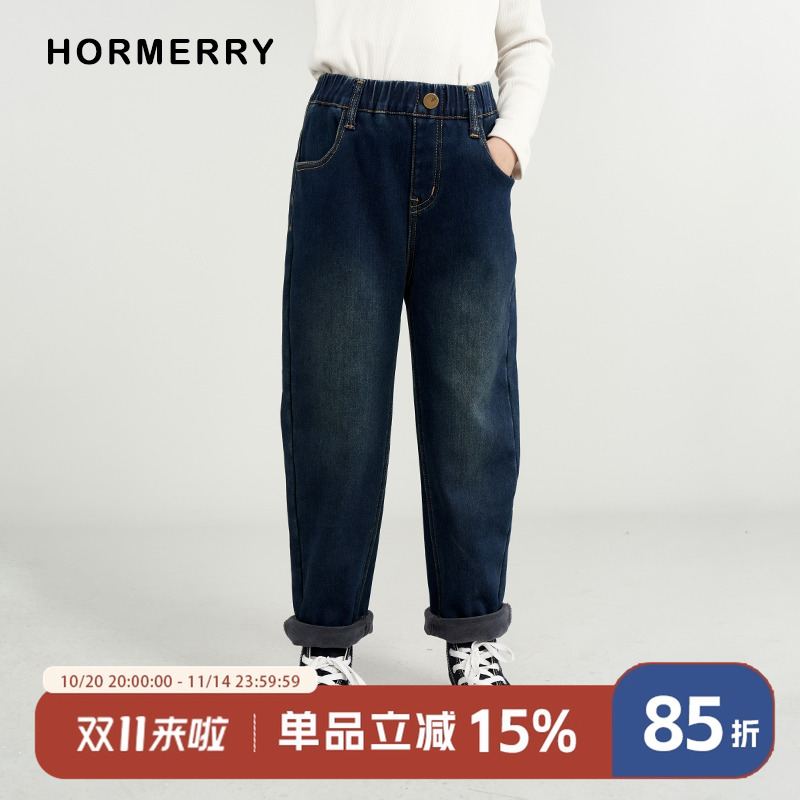 hormerry牛仔裤加绒铅笔裤