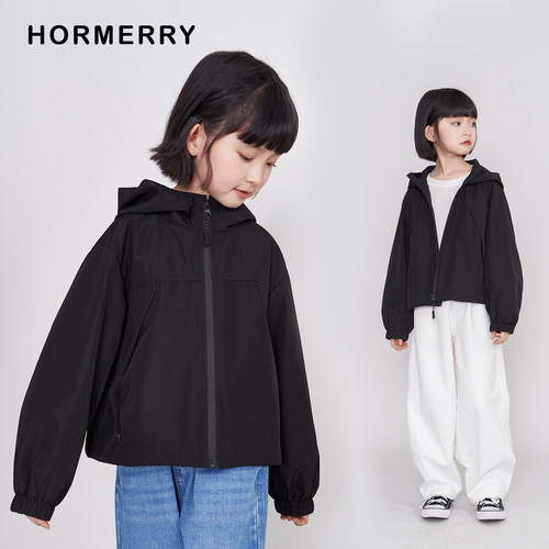 儿童短款冲锋衣外套中大童风衣