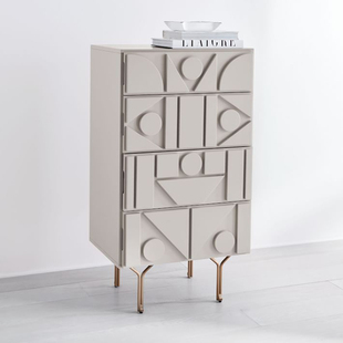斯莱美现代地中海北欧简约复古Style几何设计师卧室储物五斗四斗柜