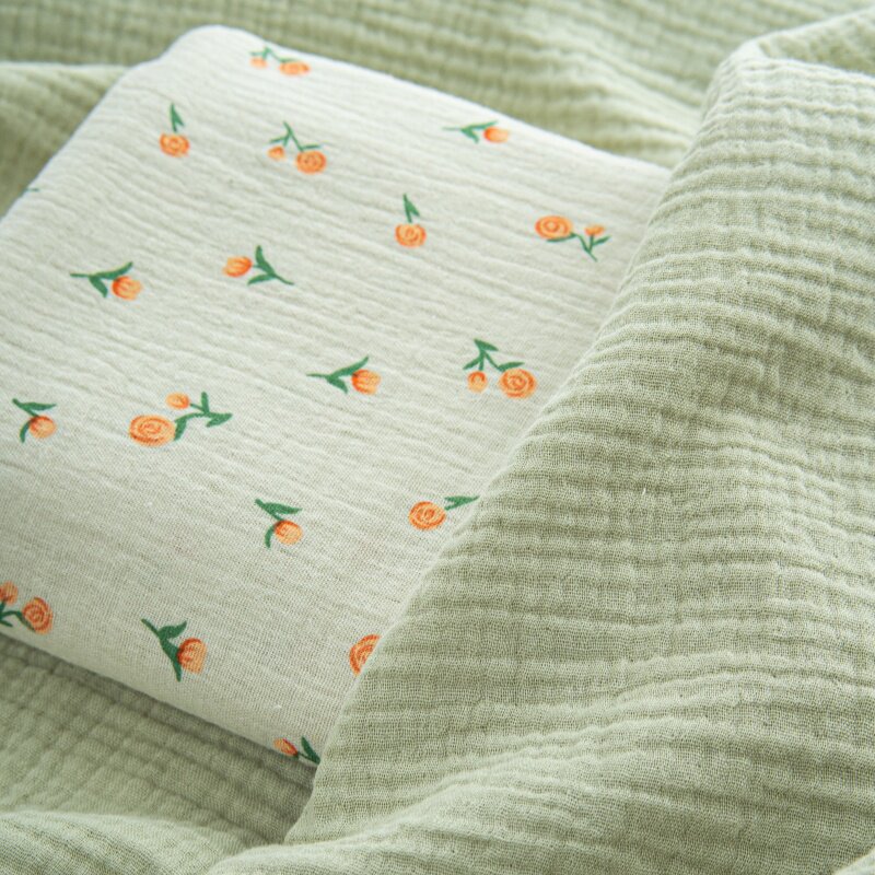 双层纱布料无荧光A类母婴级100%纯棉无甲醛手工DIY睡衣透气面料