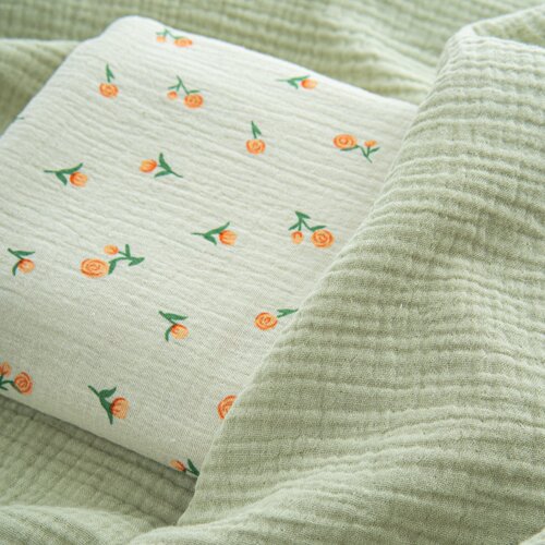 双层纱布料无荧光A类母婴级100%纯棉无甲醛手工DIY睡衣透气面料