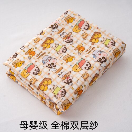 手工布料数码印花卡通图案母婴级全棉双层纱面料纯棉儿童床品睡衣