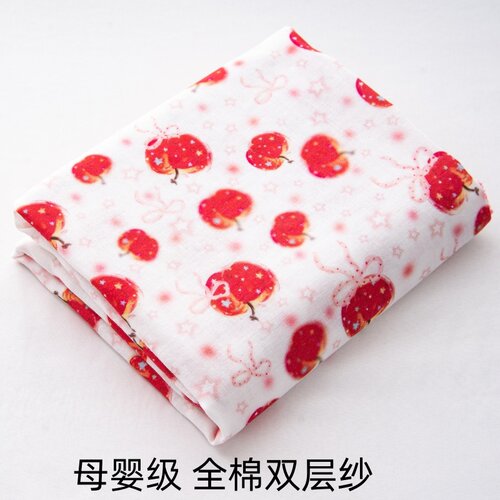 双层纱布料纯棉A类无荧光印花面料宝宝睡衣口水巾手工diy服装布料